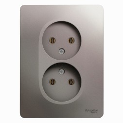 Розетка двойная без заземления,16А, 250В, в сборе Schneider Electric Glossa Платина GSL001220