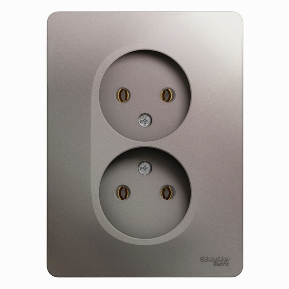Розетка двойная без заземления,16А, 250В, в сборе Schneider Electric Glossa Платина GSL001220