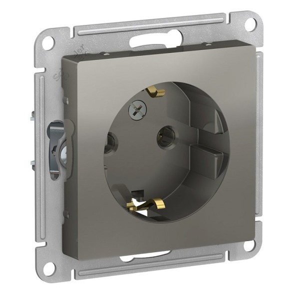 Розетка Schneider Electric Atlasdesign Сталь с заземлением, 16А, механизм ATN000943