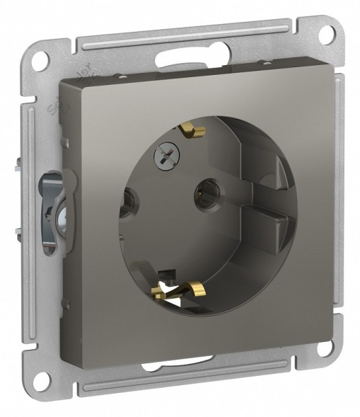 Розетка Schneider Electric Atlasdesign Сталь с заземлением, 16А, механизм ATN000943