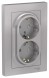 Розетка Schneider Electric Atlasdesign Алюминий двойная с заземлением со шторками, 16А, в сборе ATN000326