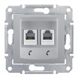 Телефонная розетка Schneider Electric Sedna алюминий 2 поста SDN4201160
