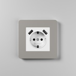 Рамка из поликарбоната на 1 пост Split дымчатый/белый, soft-touch W0013067