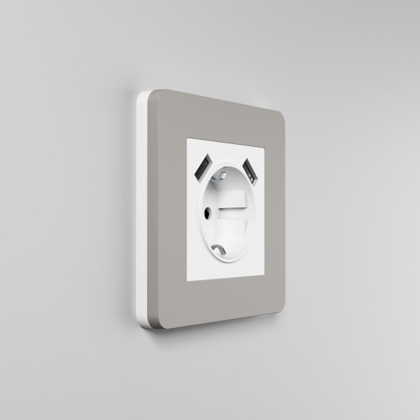 Рамка из поликарбоната на 1 пост Split дымчатый/белый, soft-touch Werkel W0013067