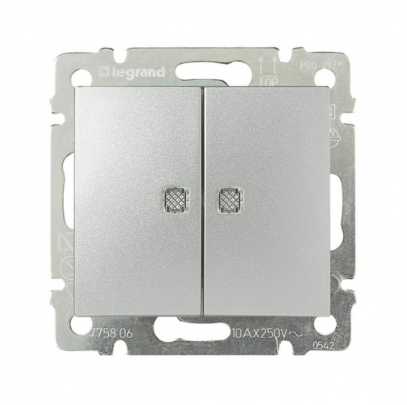 Выключатель Legrand Valena 2-х клавишный с индикацией на каждую клавишу 770213