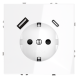 Розетка встраиваемая VOLTUM S70 с заземлением и защитными шторками, 16А, с USB, A+С, (белый глянцевы