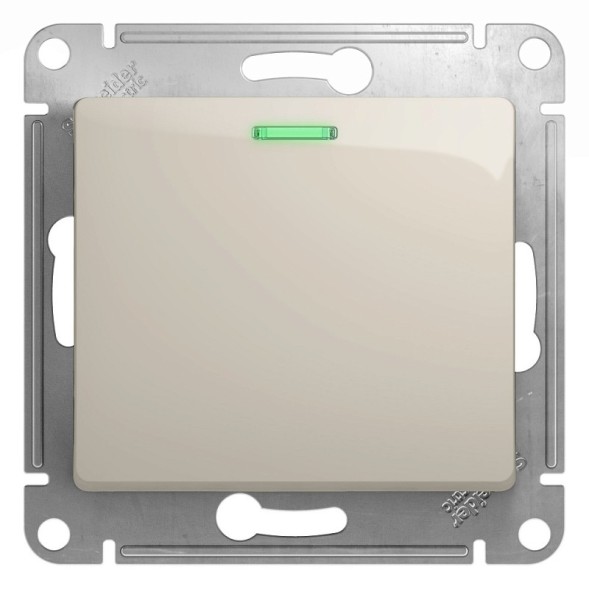 1-клавишный Выключатель с подсветкой,сх.1а,10AX, механизм Schneider Electric Glossa Молочный GSL000913