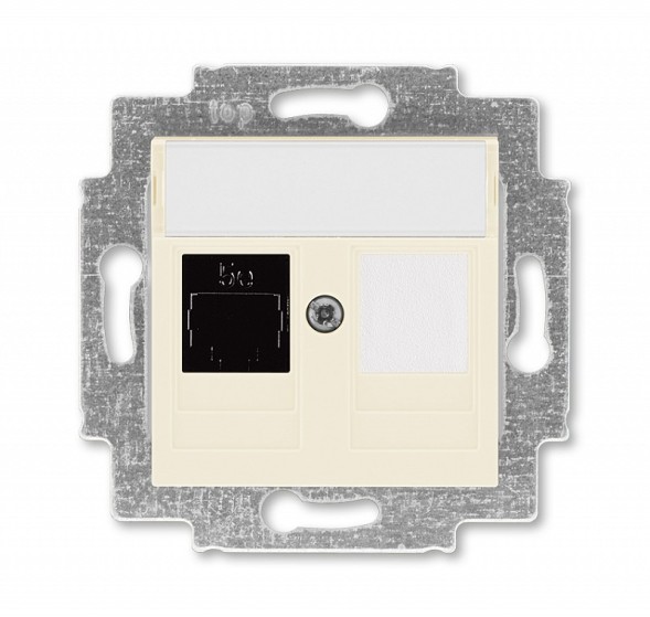 Розетка телефонная ABB слоновая кость Levit RJ45 категория 5e и заглушка 2CHH295117A6017 5014H-A51017 17W