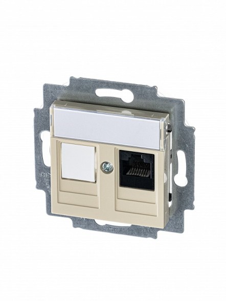 Розетка телефонная ABB слоновая кость Levit RJ45 категория 5e и заглушка 2CHH295117A6017 5014H-A51017 17W