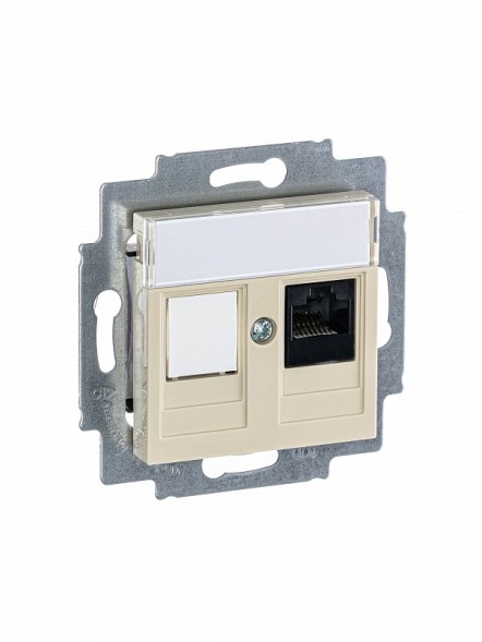 Розетка телефонная ABB слоновая кость Levit RJ45 категория 5e и заглушка 2CHH295117A6017 5014H-A51017 17W