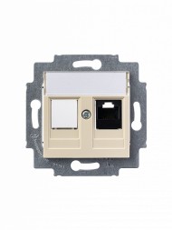 Розетка телефонная ABB слоновая кость Levit RJ45 категория 5e и заглушка 2CHH295117A6017 5014H-A51017 17W