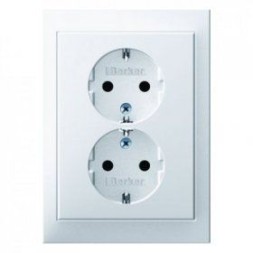 Двойная штепсельная розетка Berker K.1 полярная белизна с блеском SCHUKO цельная 47297009