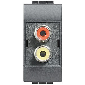 Двойной разъём типа RCA Bticino LivingLight Air Антрацит под зажим ( &quot;тюльпан&quot;) L4269R