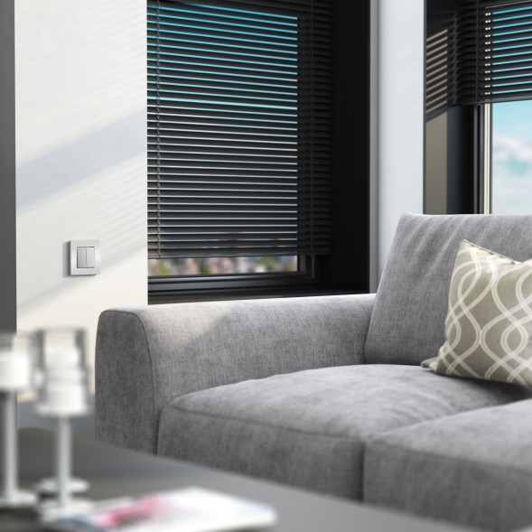 Выключатель двухклавишный с самовозвратом серебряный Werkel W1122406