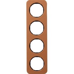 Рамка Berker R.1 Кожа черный 4 поста 10142364