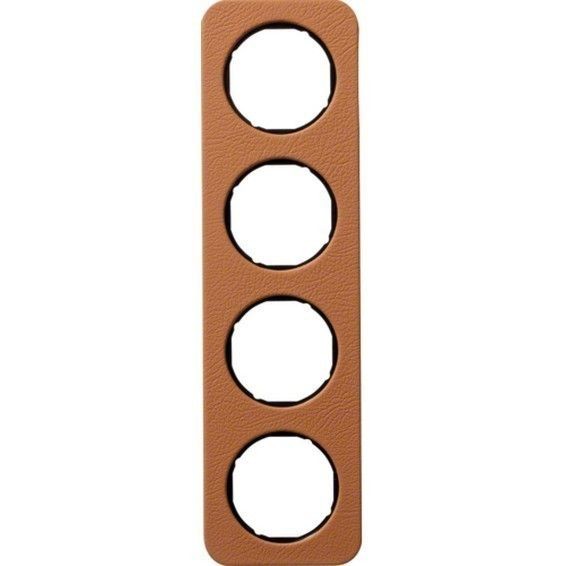 Рамка Berker R.1 Кожа черный 4 поста 10142364