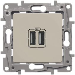 Зарядное устройство Legrand Etika слоновая кость с двумя USB разьемами 240В/5В 2400мА 672394