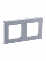 Рамка ABB Levit Серебро / Дымчатый чёрный 2 поста 2CHH015020A6070 3901H-A05020 70W