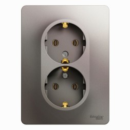 Розетка двойная с заземлением,16А, 250В, в сборе Schneider Electric Glossa Платина GSL001224