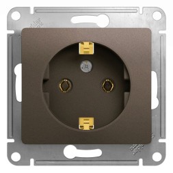 Розетка с заземлением, механизм Schneider Electric Glossa Шоколад GSL000843