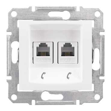 Телефонная розетка Schneider Electric Sedna белый 2 поста SDN4201121