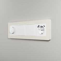 Рамка из поликарбоната на 4 поста Split айвори/белый, soft-touch W0043066