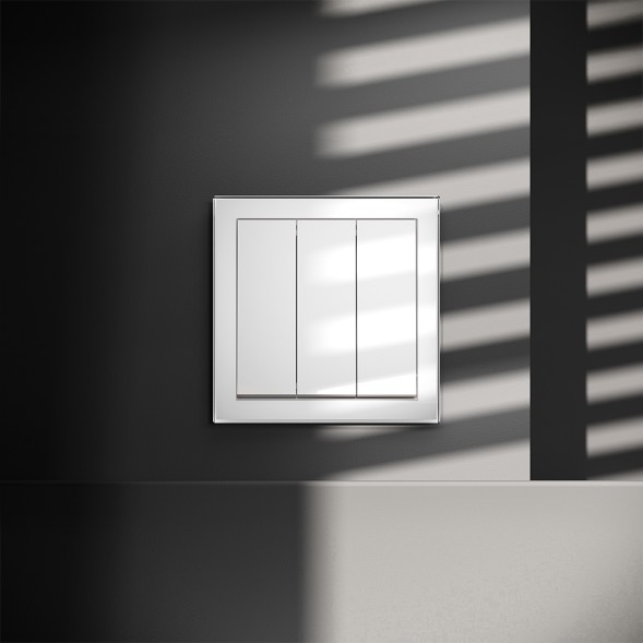 Выключатель встраиваемый VOLTUM S70 трехклавишный 10А, (белый глянцевый)