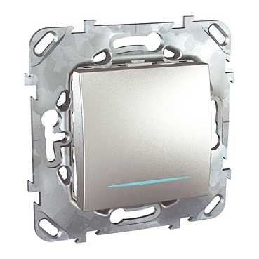 Одноклавишный выключатель Schneider Electric Unica Class Top алюминий (сх.1) с подсветкой MGU5.201.30NZD