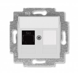 Розетка телефонная ABB серый Levit RJ45 категория 5e и заглушка 2CHH295117A6016 5014H-A51017 16W