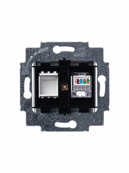 Розетка телефонная ABB серый Levit RJ45 категория 5e и заглушка 2CHH295117A6016 5014H-A51017 16W