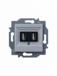 USB зарядка ABB Levit серебро двойная 2CHH290040A6070 5014H-A00040 70W