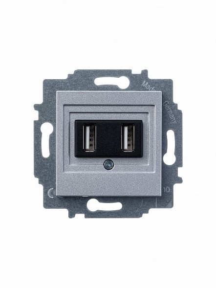 USB зарядка ABB Levit серебро двойная 2CHH290040A6070 5014H-A00040 70W