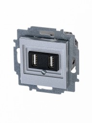 USB зарядка ABB Levit серебро двойная 2CHH290040A6070 5014H-A00040 70W
