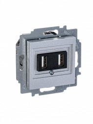 USB зарядка ABB Levit серебро двойная 2CHH290040A6070 5014H-A00040 70W
