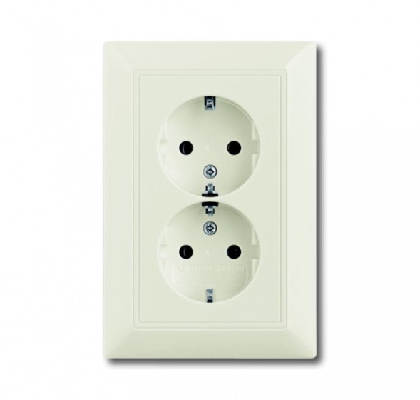 Розетка ABB Basic 55 chalet-white SCHUKO 16А 250В двойная 2CKA002014A1478 20-02 EUJ-96-5