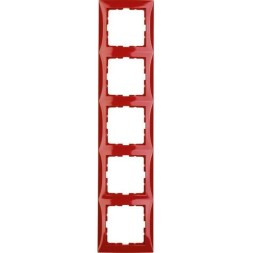 Рамка Berker S.1 Красный с блеском 5 постов вертикальная 10158962
