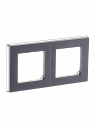 Рамка ABB Levit Сталь / Дымчатый чёрный 2 поста 2CHH015020A6069 3901H-A05020 69W