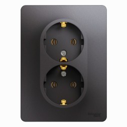 Розетка двойная с заземлением,16А, 250В, в сборе Schneider Electric Glossa Графит GSL001324