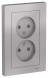 Розетка Schneider Electric Atlasdesign Алюминий двойная без заземления со шторками,16А, в сборе ATN000322