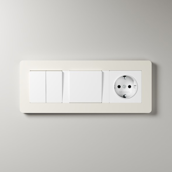 Рамка из поликарбоната на 3 поста Split айвори/белый, soft-touch Werkel W0033066