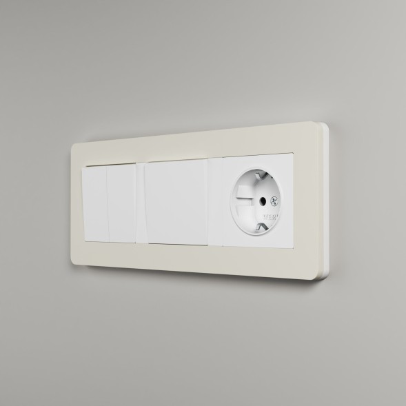 Рамка из поликарбоната на 3 поста Split айвори/белый, soft-touch Werkel W0033066