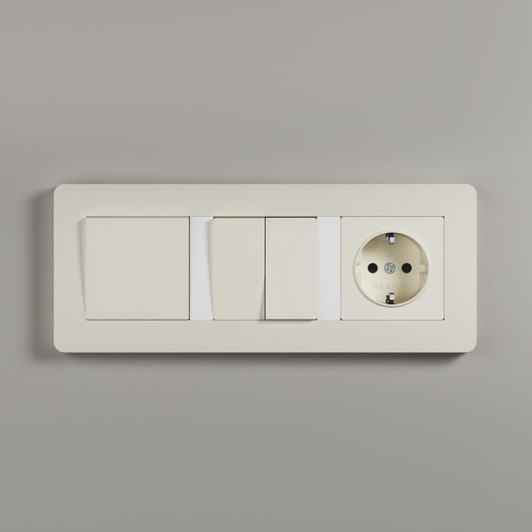 Рамка из поликарбоната на 3 поста Split айвори/белый, soft-touch Werkel W0033066