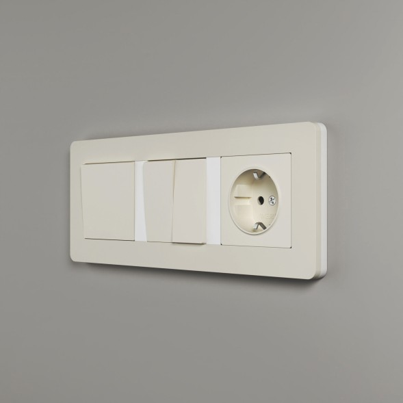 Рамка из поликарбоната на 3 поста Split айвори/белый, soft-touch Werkel W0033066