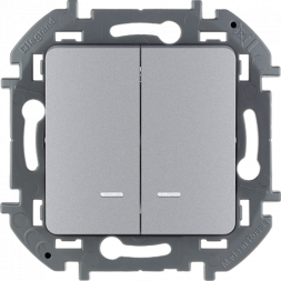 Переключатель двухклавишный с подсветкой 10 AX - 250 В Алюминий Legrand INSPIRIA 673667