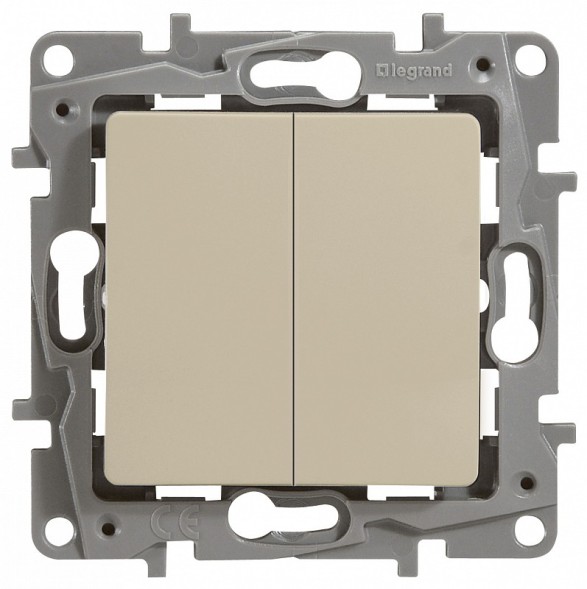 Выключатель Legrand Etika слоновая кость двухклавишный с подсветкой 10 A 250 В~ 672304