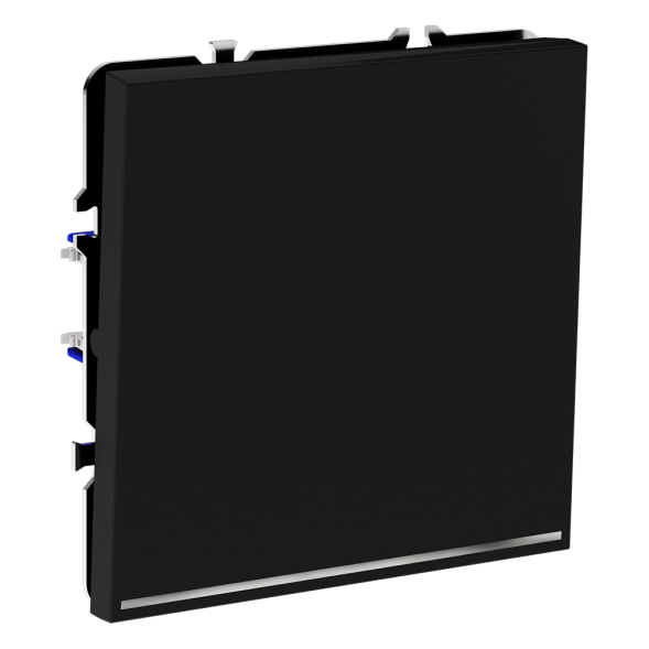 Проходной переключатель встраиваемый VOLTUM S70 одноклавишный с подсветкой 10А, (черный матовый)