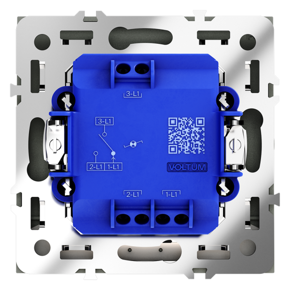 Проходной переключатель встраиваемый VOLTUM S70 одноклавишный с подсветкой 10А, (черный матовый)