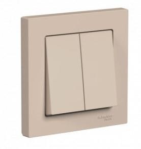 ATN001252 Atlasdesign 2-клавишный ВЫКЛЮЧАТЕЛЬ, сх.5, 10АХ, в сборе, Песочный Schneider Electric
