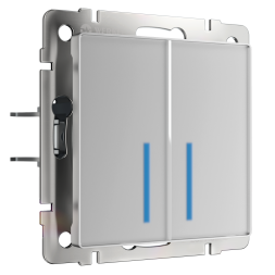 Сенсорный выключатель двухклавишный с подсветкой 1000 Вт серебряный Werkel W4520006