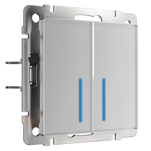 Сенсорный выключатель двухклавишный с подсветкой 1000 Вт серебряный Werkel W4520006